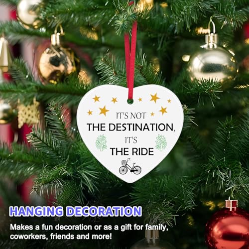 Bike Lovers Gifts Bicycle Inspirational Christmas Ornaments Encouragement Gift for Cyclist Riding Gift Biker Cycling Gift for Racer Cyclists Enthusiast Mountain Biker Gifts Hanging Ceramic Decorations