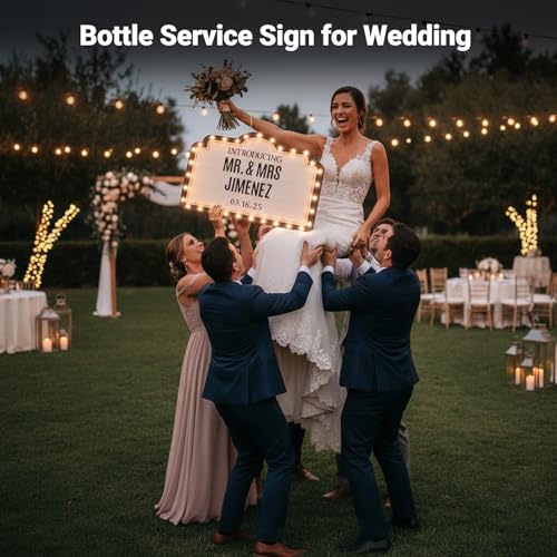 20in Warm White Personalized Wedding Bottle Service LED Marquee Sign for Reception