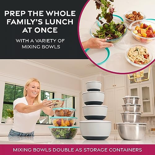 FineDine 6 Pack Stainless Steel Mixing Bowls Set - 6 Sizes, Durable Kitchen Prep