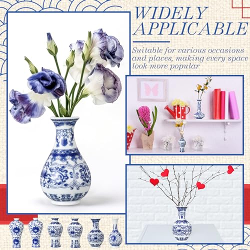 12 Pcs Blue and White Chinoiserie Mini Vases - Classic Porcelain Decor Set