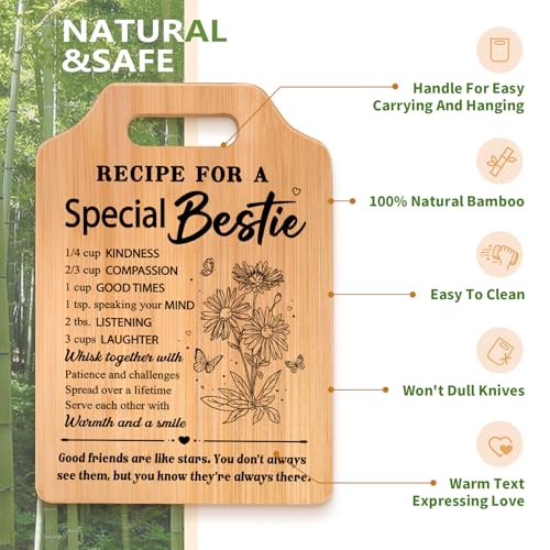 Bestie Gifts for Women - Friendship Cutting Board, Milcier 12x8.7 Inch