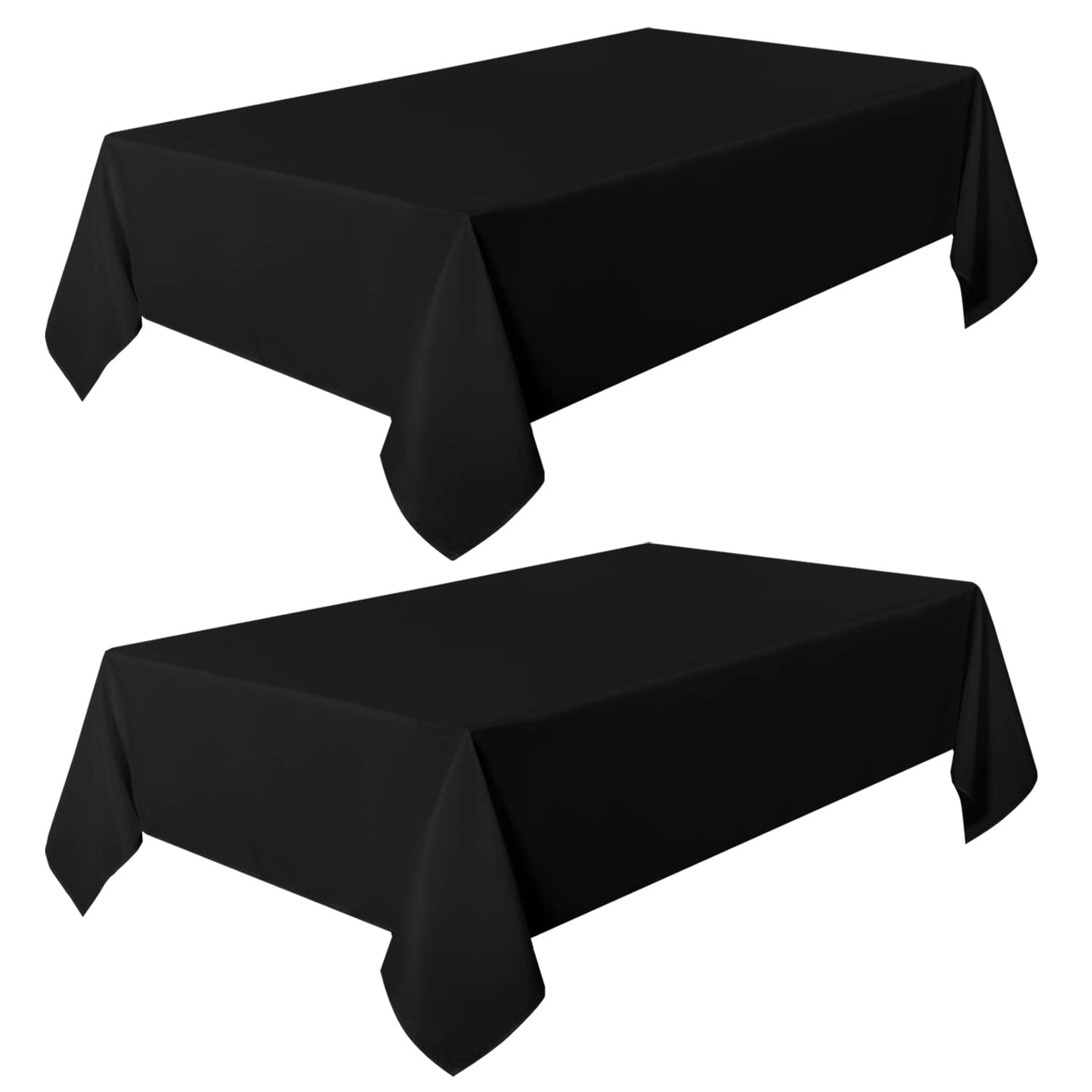 sancua 2 Pack Black Tablecloth 60 x 120 Inch, Rectangle 8 Feet Table Cloth - Stain and Wrinkle Resistant Washable Polyester Table Cover for Dining Tables, Buffet Parties and Camping