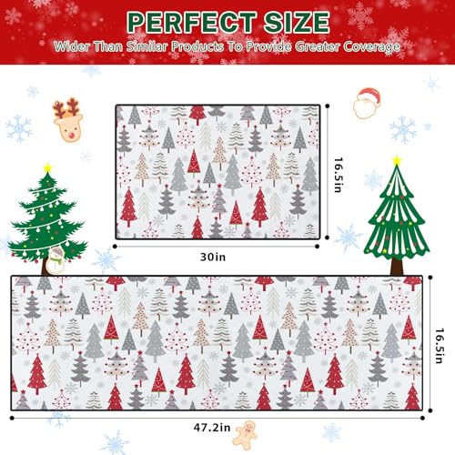 ArtSocket Christmas Tree Kitchen Rugs Set of 2 Non-Slip Washable Holiday Decor