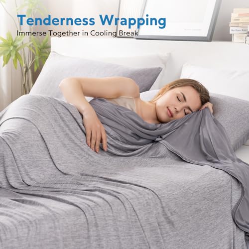 Cooling Blanket Queen Size for Hot Sleepers - Reversible Grey Bed Cover 90x90