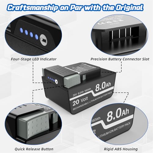 20V 8.0Ah Lithium Ion Battery for Hoover Cordless Vacuum Cleaner Replacement