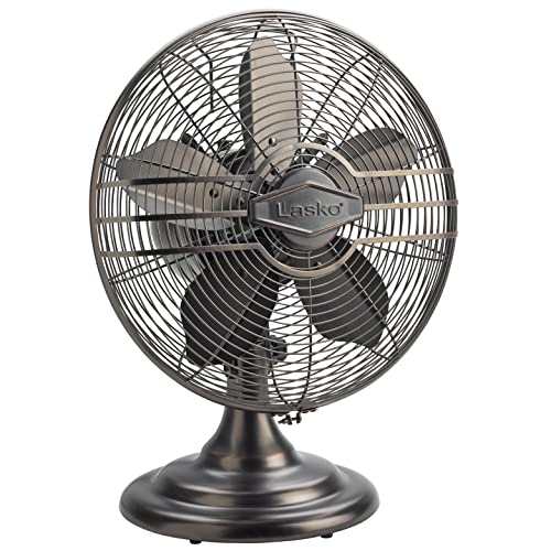 Portable Oscillating Table Fan - 17-Inch Bronze Metal Desk Fan - Quiet 3-Speed Electric Fan - Variation of THIS listing