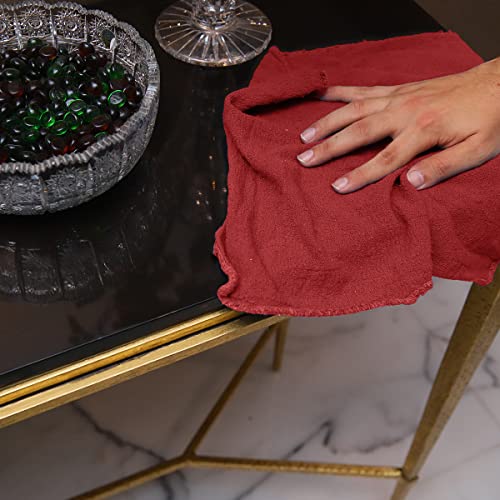 Red Cotton Shop Towels 14x12 Inches Pack of 150 - Absorbent Multi-Purpose Cleaning Rags