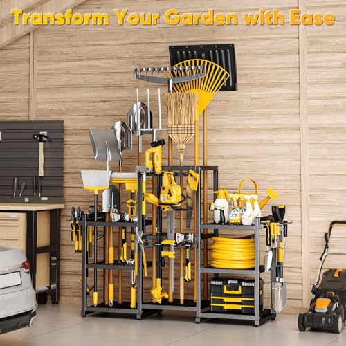 Large Garden Tool Organizer Rack - Holds Up to 86 Tools, Heavy Duty Yard Storage for Garage & Shed