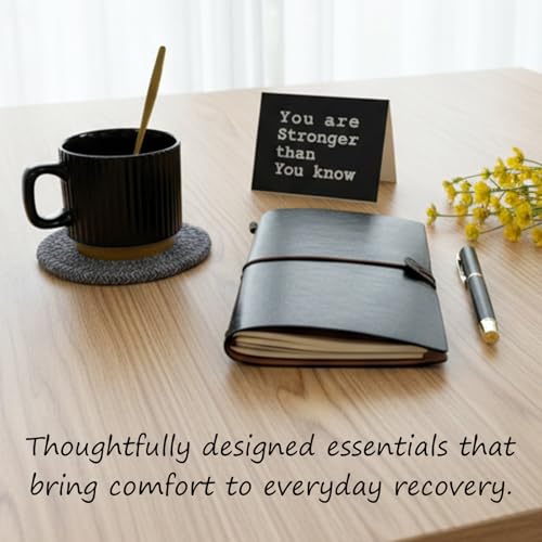 Men's Get Well Soon Care Package with Plush Blanket Mug Socks Notebook Stress Stone