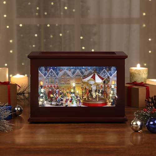 Heirloom Mr. Christmas Animated Glass & Wood Music Box - Plays 35 Songs, Brown ( variation: Heirloom )