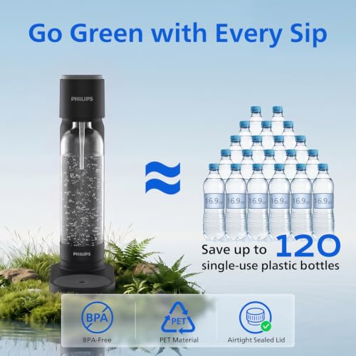 Philips Sparkling Water Maker Soda Streaming Machine Black Plastic