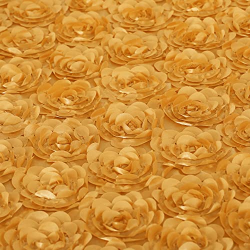 QueenDream Gold Rosette Tablecloth 132 x 90 Inch Rustic Floral Wedding Decor