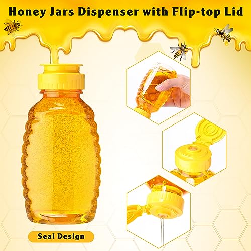 12 oz Plastic Honey Bottles with Lids - Refillable Pack of 48