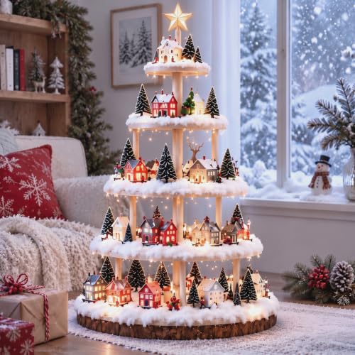 Barydat 5 Tier 59-Inch Christmas Tree Bookshelf - Village Display Stand