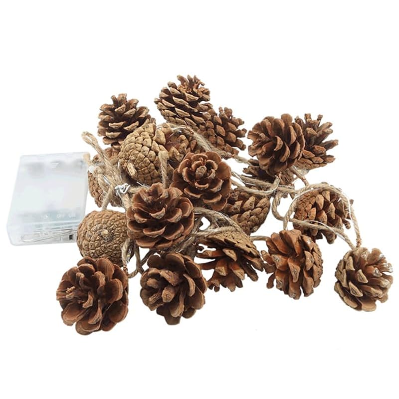 Battery-Powered Pine Cone String Lights for Christmas and Holiday Decor