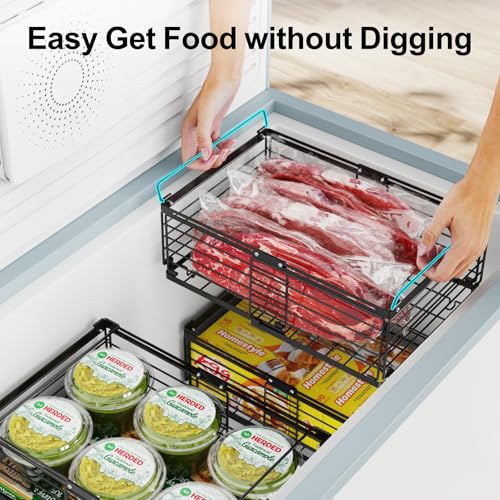 iSPECLE 8 Pack Freezer Organizer Bins - Adjustable Fits 10-20 Cu Ft Chest Freezers - Black