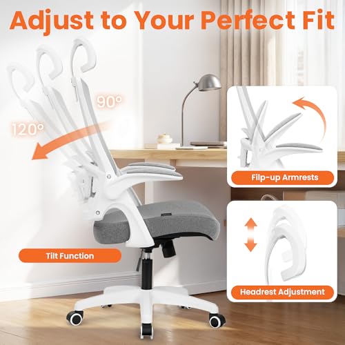 Neo Chair Grey Office Desk Chair with Ergonomic High Back Mesh Headrest
