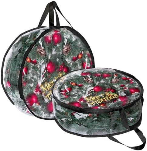 Regine Switzerland Christmas Wreath Storage Container - Waterproof PVC Bag for 24-Inch Wreaths | 2-Piece Set