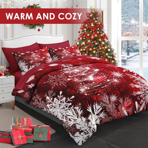 WeCozy Queen Christmas Comforter Set with Sheets - 7 Pieces (Queen / Xmas Tree 4)