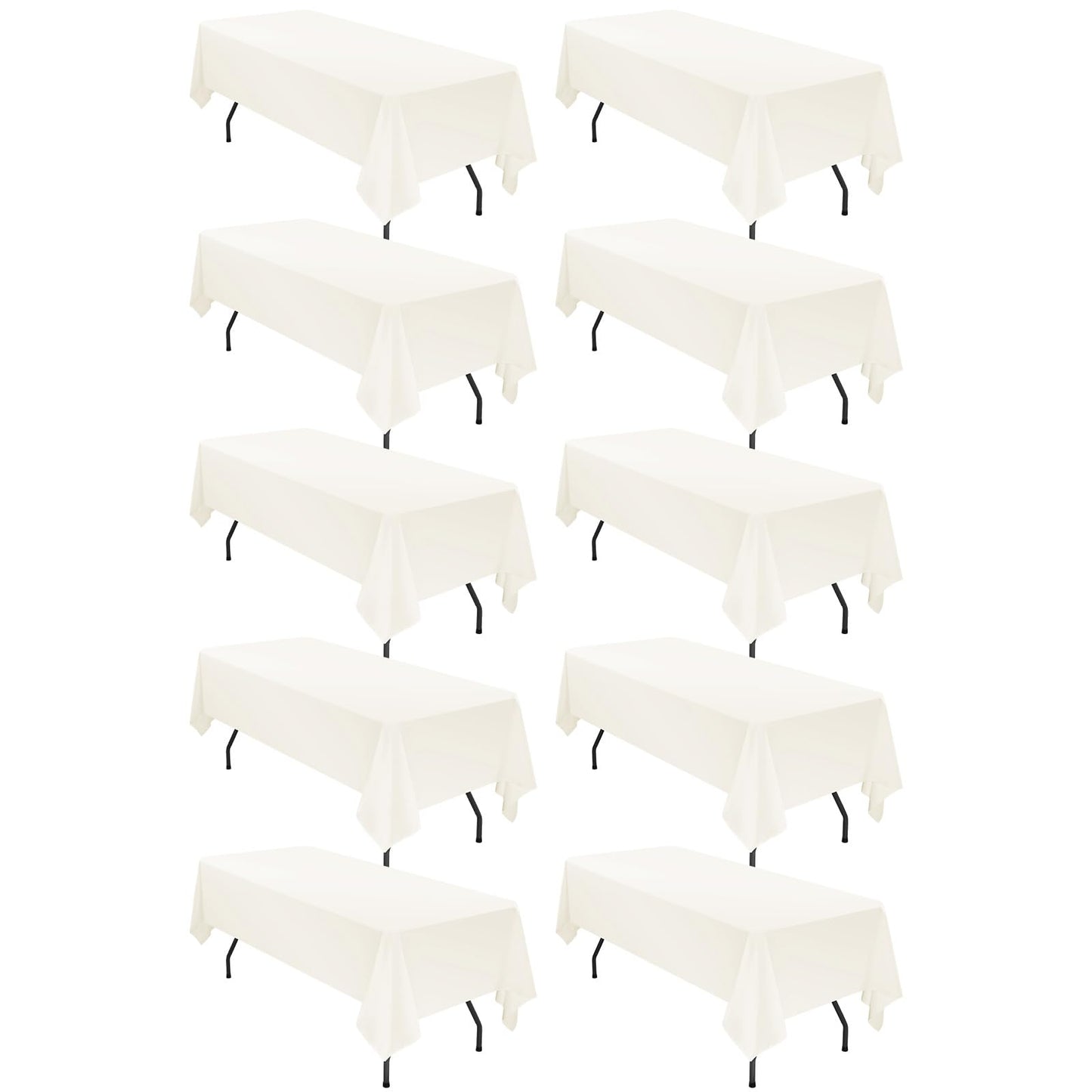 fani 10 Pack 60 x 102 Inch Tablecloth, Ivory Tablecloth for 6 Feet Rectangle Tables, Stain and Wrinkle Resistant Washable Fabric Table Cloth for Wedding Party Dining Table Buffet Parties Camping