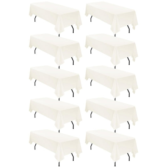 fani 10 Pack 60 x 102 Inch Tablecloth, Ivory Tablecloth for 6 Feet Rectangle Tables, Stain and Wrinkle Resistant Washable Fabric Table Cloth for Wedding Party Dining Table Buffet Parties Camping