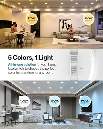 Sunco 4 Inch Retrofit LED Recessed Can Lights - 5 CCT, 10W=60W, Slim Design