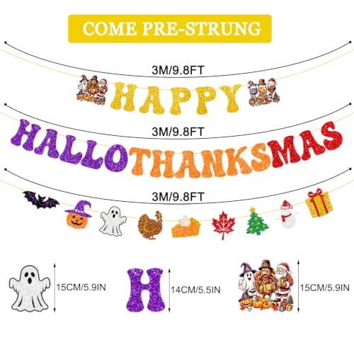 Holiday Banner Set for Christmas Halloween Thanksgiving Party Decorations