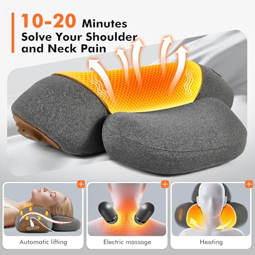 Rechargeable 3-in-1 Wireless Heating Neck Massage Pillow Gray - Relieve Neck Pain