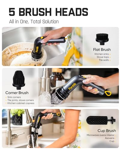 Fanttik G9 Handheld Cordless Electric Spin Scrubber - Black for Kitchen Cleaning