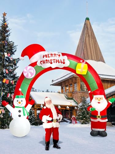 EBANKU 10 ft Christmas Inflatable Archway Santa & Snowman - Outdoor Decor (Archway Variation)