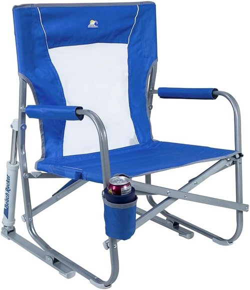 GCI Outdoor Folding Beach Rocker Chair - Portable Comfort in Saybrook Blue Color