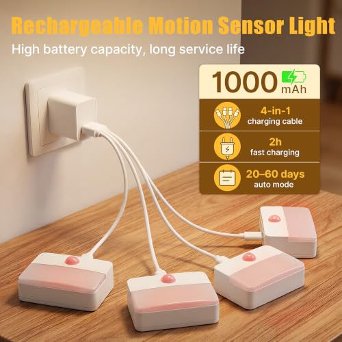 White Rechargeable 8-Pack Indoor Motion Sensor Stair Lights - Warm White