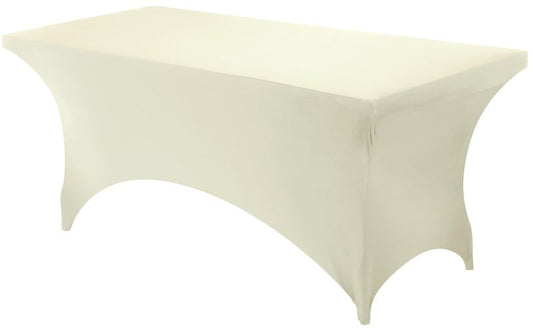 Utopia Kitchen Spandex Tablecloth 1 Pack [6FT, Ivory] Tight, Fitted, Washable and Wrinkle Resistant Stretch Rectangular Patio Table Cover for Event, Wedding, Banquet & Parties [72Lx30Wx30H Inch]