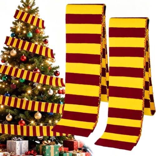 2 Pcs Wizard Knitted Christmas Tree Garland Scarf (10 ft) – 6.7in Width, Wizard Decor by Voccos