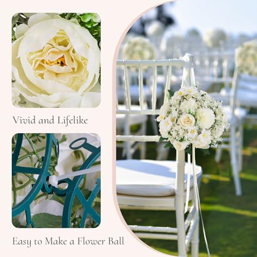 Inweder White Silk Flower Balls Centerpieces Set of 10 for Weddings & Events