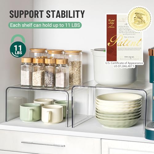 Set of 4 Clear Stackable Cabinet Shelf Organizers - Kitchen Storage