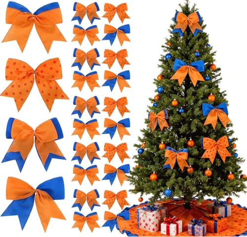 Chuangdi Anime Theme Christmas Bow Ornaments, 24-Pack, 6 inch