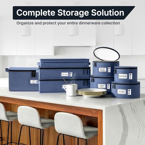 8-Piece Denim Blue Storage Hard Shell Containers Set for Moving & Organization - HOLDN’ STORAGE
