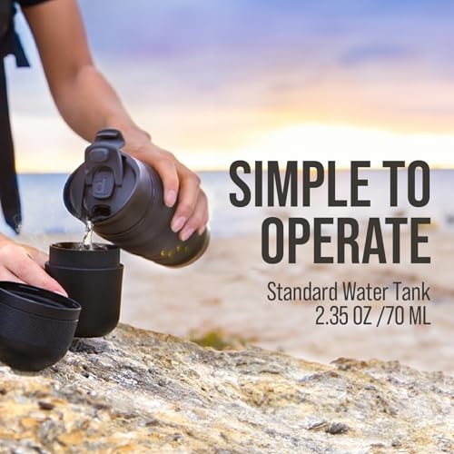 Portable Espresso Machine with Black Finish - Manual Coffee Maker for Camping & Travel