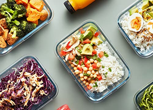 M MCIRCO 5-Pack 36 oz Glass Food Storage Containers with Lids - Gray, Leakproof, Microwave & Dishwasher Safe
