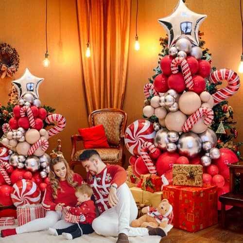 Wecepar Christmas Balloon Arch Kit with Candy Cane & Star Balloons – 115ft Garland Set