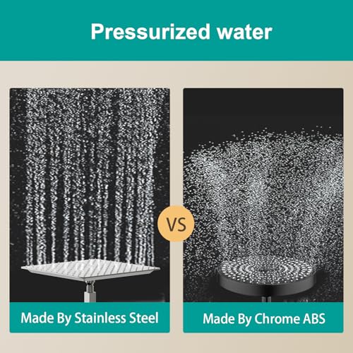 AULEEND 12-Inch Brushed Nickel Rain Shower Head - High Flow All Metal Square Design