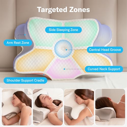 White Cervical Pillow for Neck Pain Relief & Better Sleep - Ergonomic Memory Foam