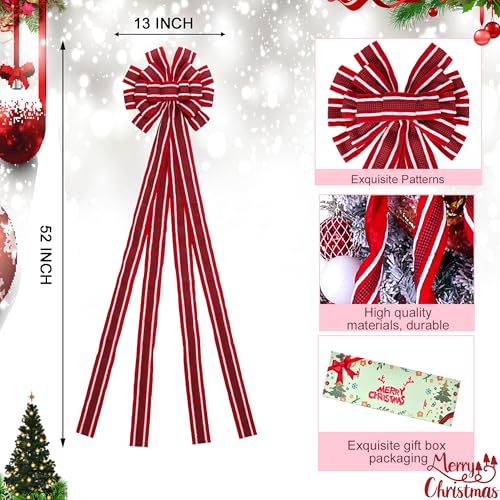 Christmas Tree Topper Bow Large Red Wreath Topper, Flocking Fabric