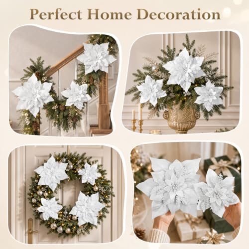 Alupssuc 24Pcs 6"&9" Artificial Poinsettia Christmas Flowers for Xmas