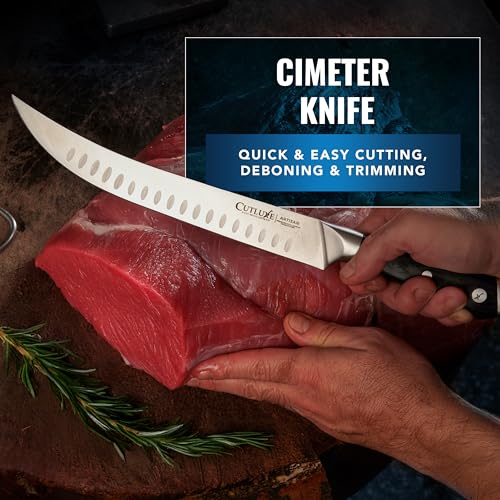 2-Piece Meat Carving Knife Set - Cimeter & Bullnose Butcher Knives, 10" German Steel