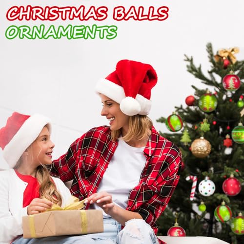 46 Pcs Christmas Tree Ornaments Set Red & Green Holiday Decor