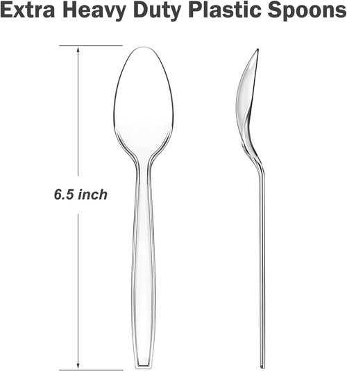Dealusy 360 Count Heavy-Duty Clear Plastic Spoons - BPA-Free & Heat Resistant for Party Supplies
