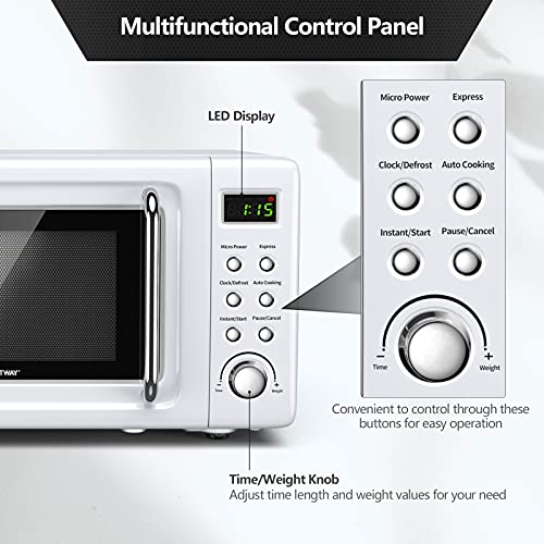 COSTWAY Small Portable Microwave Oven 0.7 Cu.ft White Countertop Model