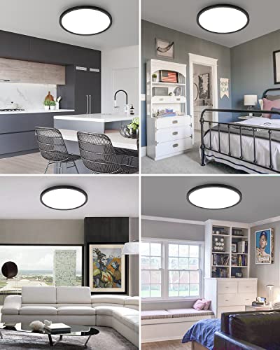 Black 12-Inch 4-Pack Flush Mount LED Ceiling Lights Dimmable 3000K-6000K